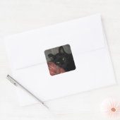 Sticker Carré Chat noir d'Halloween (Enveloppe)