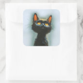 Sticker Carré Chat noir enchanté (Sac)