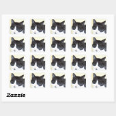 Sticker Carré Chat noir et blanc (Feuille)