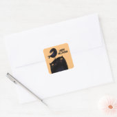Sticker Carré Chat noir et corbeau (Enveloppe)