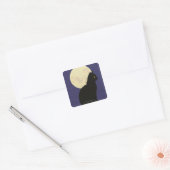 Sticker Carré Chat noir et lune (Enveloppe)
