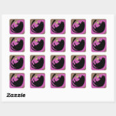 Sticker Carré Chat noir et souris (Feuille)