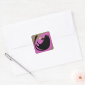 Sticker Carré Chat noir et souris (Enveloppe)