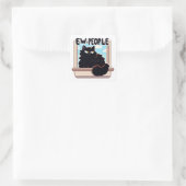 Sticker Carré Chat Noir Grumé (Sac)