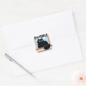 Sticker Carré Chat Noir Grumé (Enveloppe)