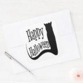 STICKER CARRÉ CHAT NOIR "HAPPY HALLOWEEN" (Enveloppe)