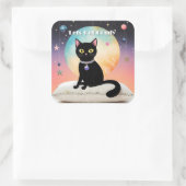 Sticker Carré Chat Noir - Installons-Nous Confortablement (Sac)