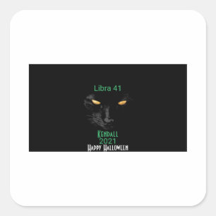 Sticker Carré Chat noir Joyeux Halloween horizontal