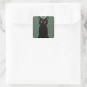 Sticker Carré Chat noir mystique avec yeux orange et Parties sci (Sac)