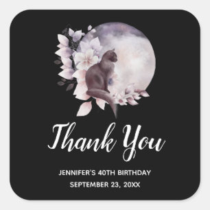 Sticker Carré Chat noir par un Merci de Pleine lune magique
