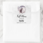 Sticker Carré Chat noir par une Pleine lune magique Bougie (Sac)