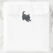 Sticker Carré Chat noir s'étirant (Sac)
