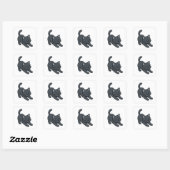 Sticker Carré Chat noir s'étirant (Feuille)