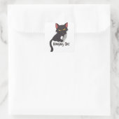Sticker Carré Chat noir suspendu (Sac)
