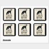 Sticker Carré Chat on Books Carré Plaque (Feuille)