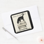 Sticker Carré Chat on Books Carré Plaque (Enveloppe)