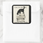 Sticker Carré Chat on Books Carré Plaque (Sac)