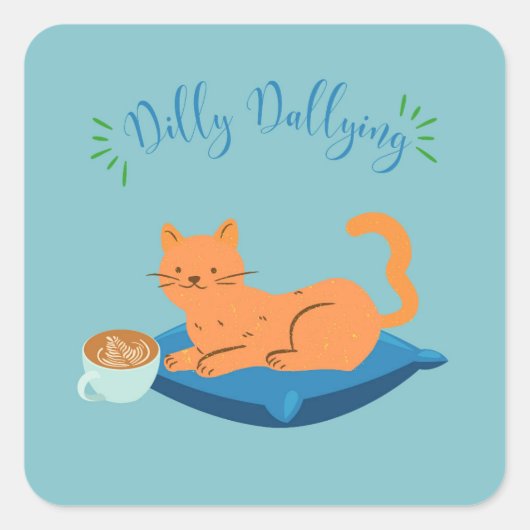 Sticker Carré Chat orange Dallly (Devant)