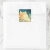 Sticker Carré Chat Orange Paisible Nap (Sac)