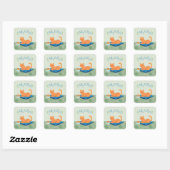 Sticker Carré Chat orange qui lambine (Feuille)