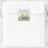 Sticker Carré Chat orange qui lambine (Sac)