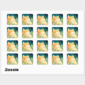 Sticker Carré Chat Orange Sieste Paisible (Feuille)