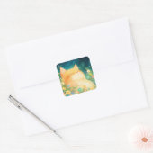 Sticker Carré Chat Orange Sieste Paisible (Enveloppe)