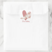 Sticker Carré Chat Perse Aquarelle Kitty Coeur rose (Sac)
