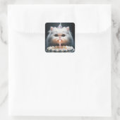 Sticker Carré Chat perse avec gâteau d'anniversaire (Sac)