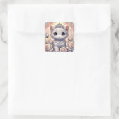 Sticker Carré Chat princesse Rose blanche (Sac)