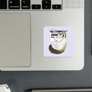 Sticker Carré Chat Ragdoll Fluffy Ordinateur Portable Lavande Dr
