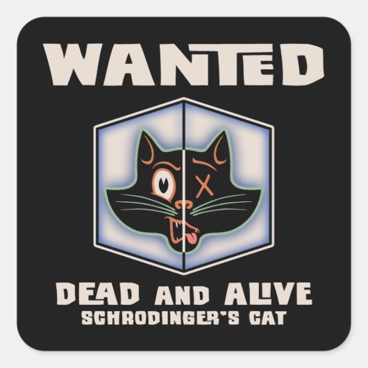Sticker Carré Chat Recherché de Schrodinger (Devant)