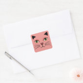 Sticker Carré Chat Rétro Rose (Enveloppe)
