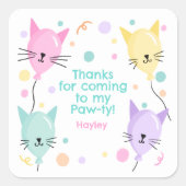 Sticker Carré Chat rose Kitty Balloons Kitten Fête Fille Anniver (Devant)