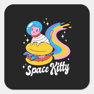 Sticker Carré Chat spatial astronaute