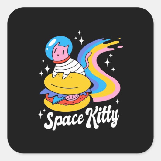 Sticker Carré Chat spatial astronaute (Devant)