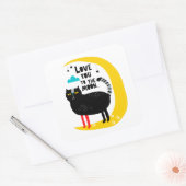 Sticker Carré Chat sur la lune (Enveloppe)