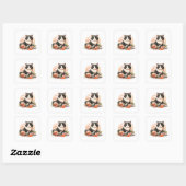 Sticker Carré Chat sushi mignon (Feuille)