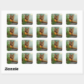 Sticker Carré Chat Tabby Orange (Feuille)