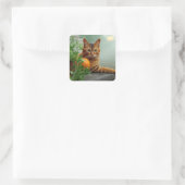 Sticker Carré Chat Tabby Orange (Sac)