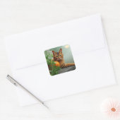 Sticker Carré Chat Tabby Orange (Enveloppe)