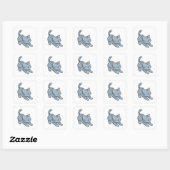 Sticker Carré Chat tigré gris qui s'étire (Feuille)