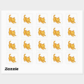 Sticker Carré Chat Tigre Orange Étiré (Feuille)