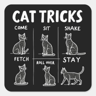 Sticker Carré Chat Tricks Purr-Fparfaitement Hilarious Feline Fu