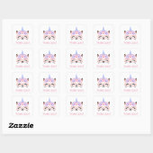 Sticker Carré Chat Unicorn Merci rose violet bleu mou amusant (Feuille)