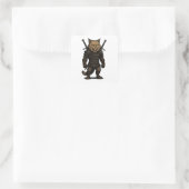 Sticker Carré Chat Witcher – Guerrier Fantasy Médiéval (Sac)