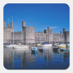 Sticker Carré Château de Caernarfon, Gwynedd, Pays de Galles
