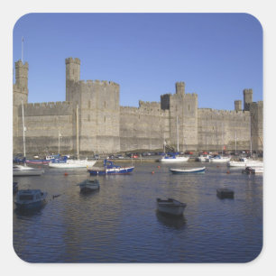 Sticker Carré Château de Caernarfon, Gwynedd, Pays de Galles (RF