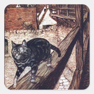 Sticker Carré Château de chat Rackham Illustration