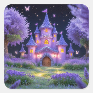 Sticker Carré Château de Fairy de la Lavande Cachée Grove